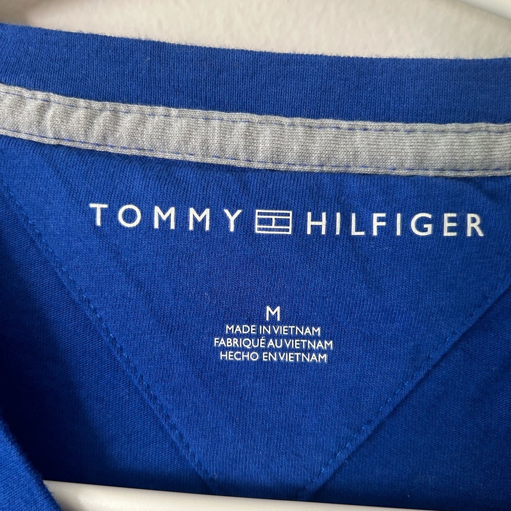 Tommy Hilfiger Men Short Sleeve T-Shirt Blue Size M - Picture 3 of 5